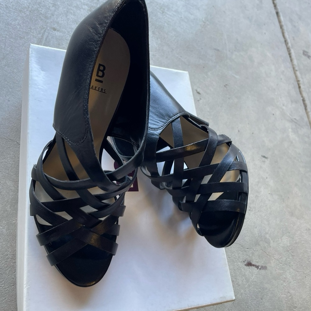 Bakers Elegant Black Strappy Heels